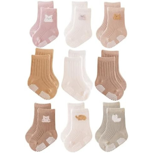J Poqobog Baby Grip Crew Socks (9-Pack)