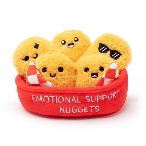 Emotional Support Pals Nuggets, 5 Chicken Nugget Plush Toys with Carrying Basket, Back to School Desk Accessories
