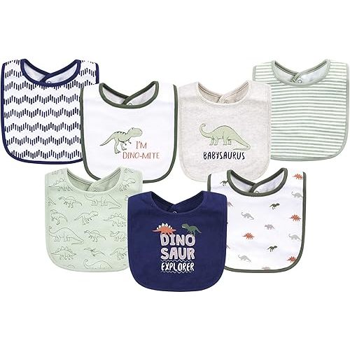 Hudson Baby Unisex Baby Cotton Bibs, Dinosaur Explorer, One Size
