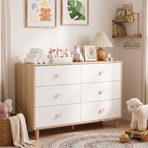 Ebern Designs Baby Dresser for Nursery, Kids, and Bedroom – 6 Drawer Wood Dresser with Solid Wood Legs, Storage for Clothes and Baby Essentials & Reviews | Wayfair