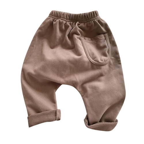 GigrtiJin 0 Months-2 Years Preemie Baby Cotton Sweatpants Solid Color Elastic Waisted Long Pants with Pocket for Newborn Infant
