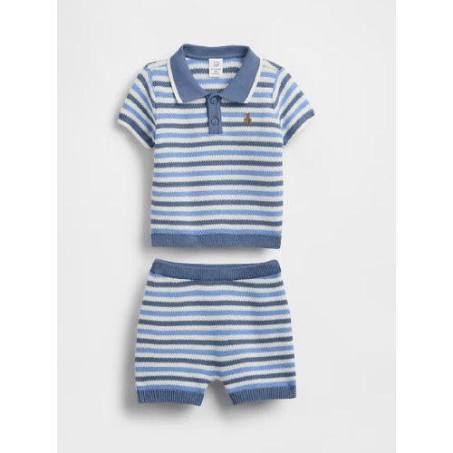 Baby Sweater Polo Outfit Set - 0-3m