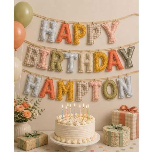 Custom Fabric Puff Name Banner - Personalized Name Garland, Customizable Fabrics, Handmade Keepsake Decor