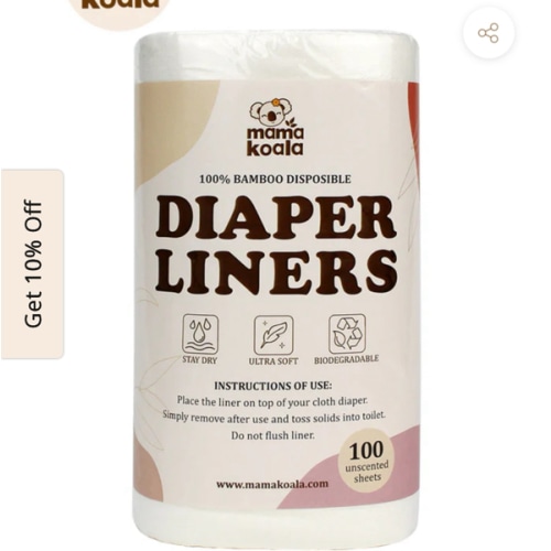 Disposable Bamboo Diaper Liners for Cloth Diapers - 100 Sheets per Roll