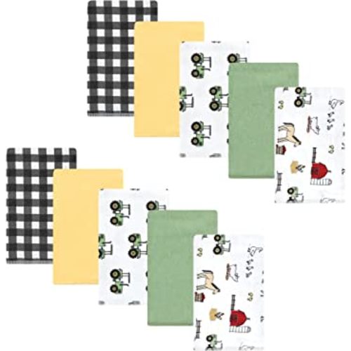 Hudson Baby Unisex Baby Cotton Flannel Burp Cloths, Boy Farm, One Size