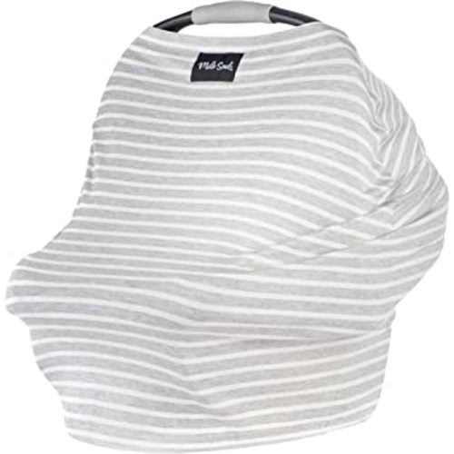 Milk Snob Original 5-in-1 Cover - Added Privacy for Breastfeeding, Baby Car Seat, Carrier, Stroller, High Chair, Shopping Cart, Lounger Canopy - Newborn Essentials, Nursing Top, Heather Gray Stripe
