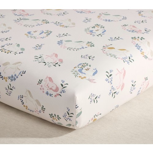 Unicorn Garden Organic Cotton Crib Fitted Sheet