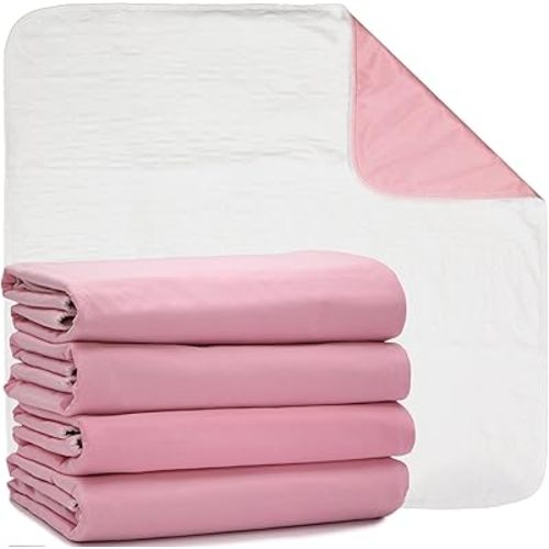 DMI Washable Underpads for Adults, Waterproof and Reusable Bed Pads for Juvenile Incontinence, Caregiving, Nursing, Hospitals, and Home Use, 34″x 36″, 4 Count (Pack of 1)