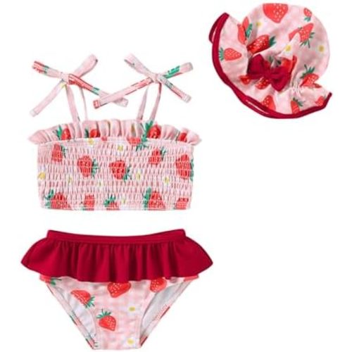 YOUNGER TREE Baby Toddler Girls Swimsuit Summer Bathing Suit Solid Color Bikini Beach Bathing Suit