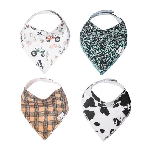 Copper Pearl 4 Pack Soft Cotton Baby Bibs for Drooling and Teething, Absorbent Drool Bibs for Baby Girl and Boy, Adjustable to Fit Newborns to Toddlers, Tons of Styles (Jo)