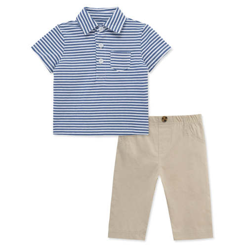 Striped Polo & Pant Set