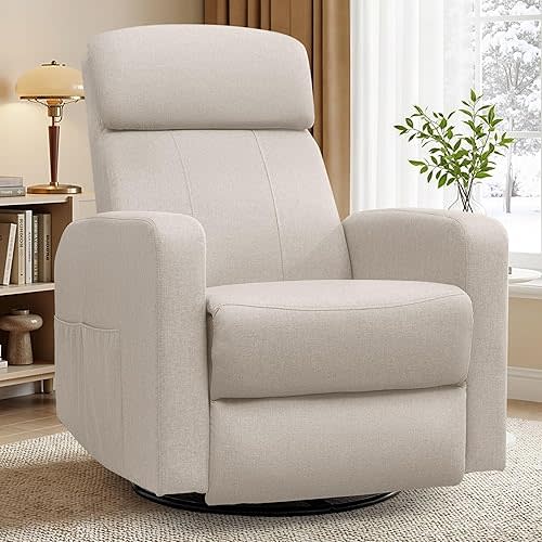 Power Swivel Recliner Chairs for Adults, Electric Glider Rocking Chair Nursery, Glider Recliner Nursery Chair with Classified Side Pocket, Nursery Rocking Chairs with USB and Type-C Ports