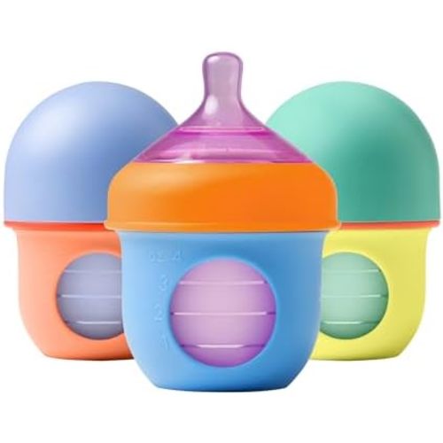 Boon Nursh Silicone Baby Bottles - Color Block - 4 Oz - 3 Count