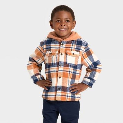 Toddler Boys' Long Sleeve Flannel Hoodie Jacket - Cat & Jack™ Orange