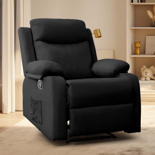 Korser Manual Small Recliner Chair with Fixed Base for Small Spaces Linen Fabric for Living Room,Black