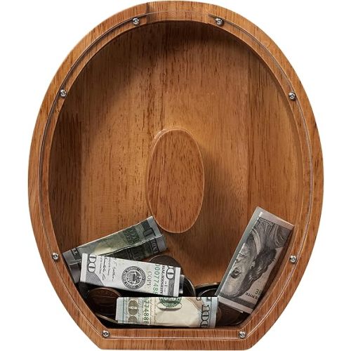 ladenk 12 Inch Extra Large Wooden Kids Letter Piggy Bank - Piggy Bank for Boys Girls - Initial O Bank - Alphabet Money Bank for Birthday