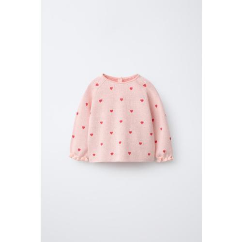 HEART KNIT SWEATER - Pink | ZARA Canada