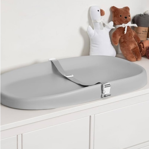 Papablic Wipeable Baby Changing Pad with Removable Safety Strap, Easy to Clean & Non-Slip Waterproof, Changing Pad for Dresser,Bed