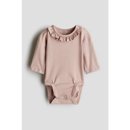Cotton Bodysuit with Ruffle Collar - Light pink - Kids | H&M US