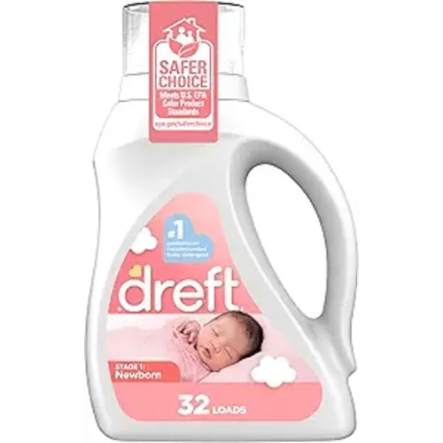 Dreft Stage 1 Newborn Baby Liquid Laundry Detergent, Gentle on Sensitive Skin, HE Compatible, 32 loads