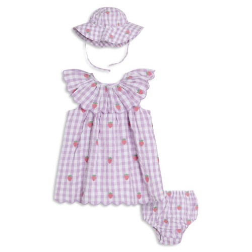 Strawberry Embroidered Dress, Hat & Bloomers Set
