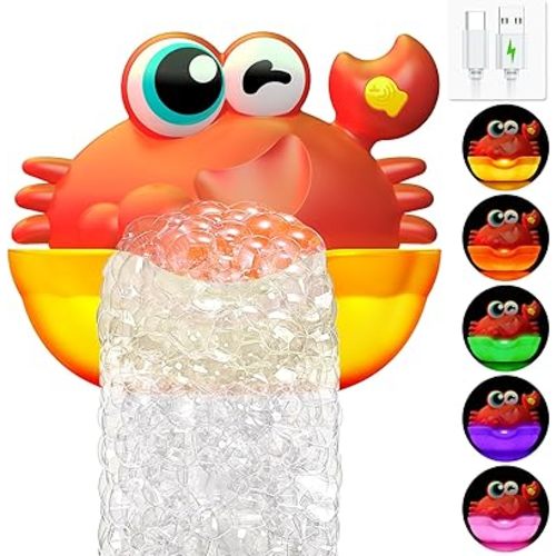 Bath Toys for Kids Ages 1-3,Light Up Baby Bath Toys Crab Bubble Maker with Colourful Light Toddler Bathtub Birthday Gifts Christmas Stocking Stuffers for Boys Girls Aged 1-3 2-4 3-5