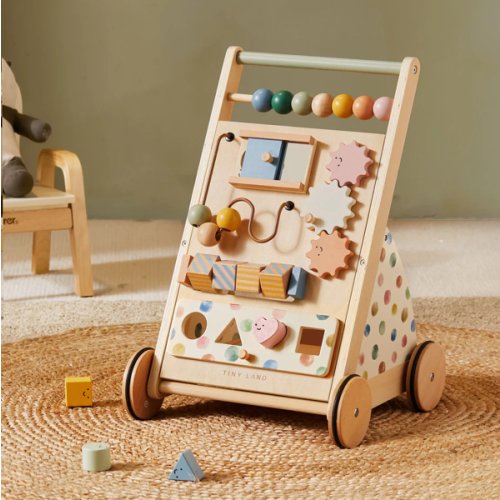 Tiny Land® Versatile Natural Wooden Baby Walker
