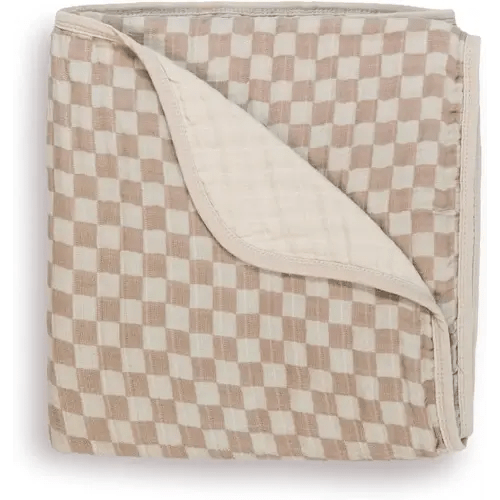 Itzy Ritzy Baby Blanket – Soft Cotton Muslin Multi-Use Blanket - Can Be Used as a Tummy Time Mat, Nursing Cover, Stroller Shade & More – Measures 30" x 40", Machine Washable (Checkerboard)