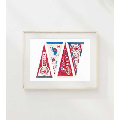 Boston Red Sox Vintage Pennants Watercolor Giclée Art Print