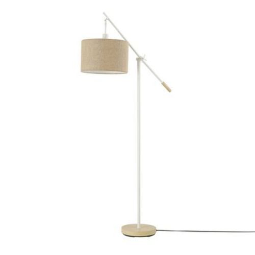 66" Serena Matte White Floor Lamp with Jute Shade - Globe Electric: Adjustable, ETL Listed