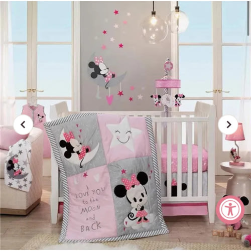 Lambs & Ivy - 4Pk Disney Baby Minnie Mouse Nursery Crib Bedding Set, P