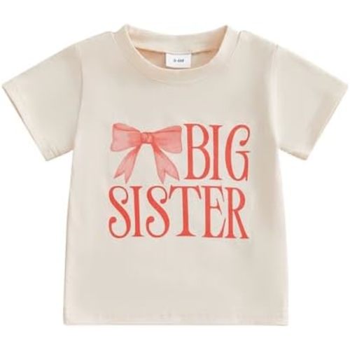Big Sister Little Sister Matching Outfit Newborn Baby Girl Short Sleeve Romper Toddler Girl T-Shirt Top