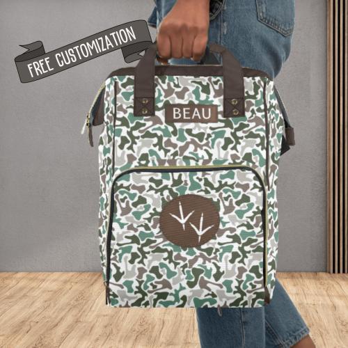 Camo Diaper Bag for New Dad Baby Shower Gift for Baby Boy Diaper Backpack for Duck Deer Turkey Hunting Theme Mens Camouflage Baby Travel Bag