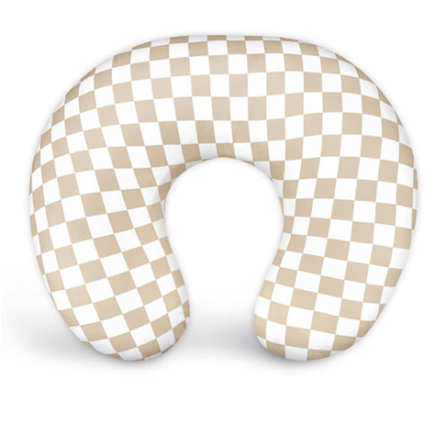 DILIMI Nursing Pillow Cover, Stretchy Removable Case for Breastfeeding Pillows, Ultra Soft Comfortable Slipcover for Baby Girl and Boy, Light Brown Checkerboard