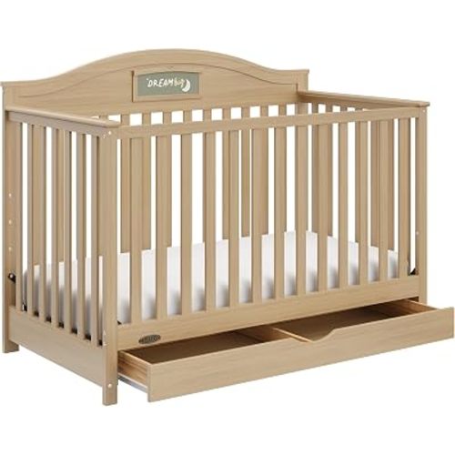 Graco Story Convertible Crib with Drawer and Graco Premium Foam Crib & Toddler Bed Mattress Bundle (Driftwood) – GREENGUARD Gold Certified, Nursery Storage Drawer, Converts to Toddler Bed & Daybed
