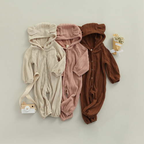 Infant Casual Knit Jumpsuit sleeper Long Sleeve Hooded Romper with Ears - Walmart.ca