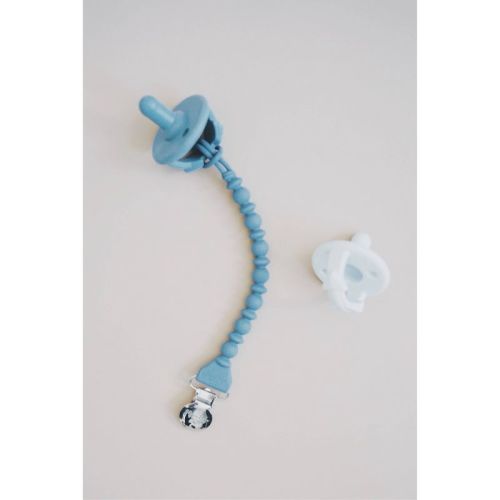 Itzy Ritzy Beaded Pacifier Clip - Universal Fit, Silicone Holder - Blue
