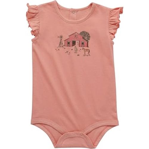 Carhartt Kid's CA9956 Short-Sleeve Horse Farm Bodysuit -Baby Infant Newborn Girls - 6 Months - Peaches N Cream