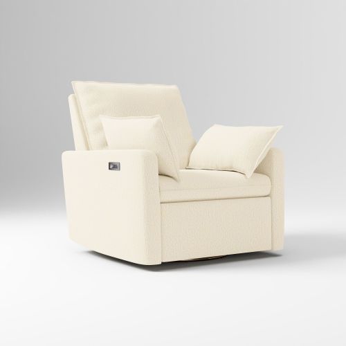 Kids Paxton Pillow Recliner Power, Performance Cloud Boucle Ivory,
