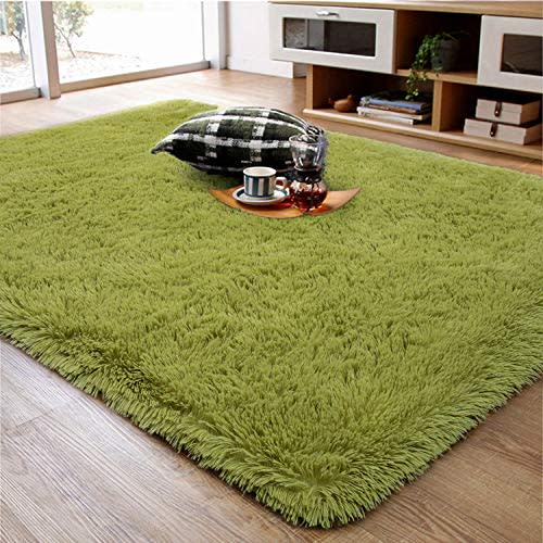 Ompaa Fluffy Rug, Super Soft Fuzzy Area Rugs for Bedroom Living Room - 4' x 6' Large Plush Furry Shag Rug - Kids Playroom Nursery Classroom Dining Room Decor Floor Carpet, Green