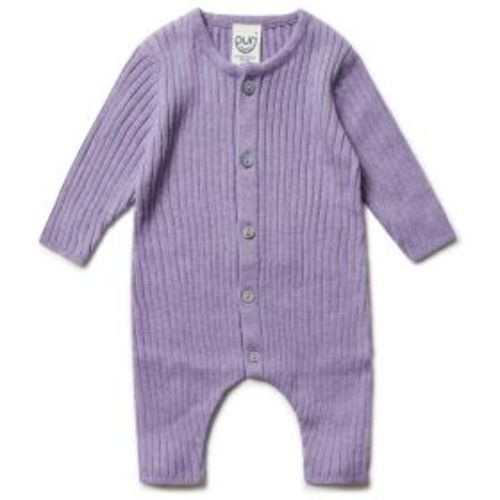 Puri Organic - Bio Rippstrick-Strampler mit Leinen purple