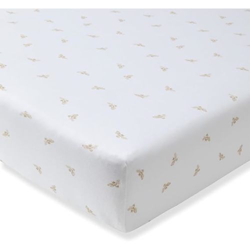 Burt's Bees Baby Essential Organic Cotton Fitted Crib Sheet, Breathable for Boy Girl Standard Crib & Toddler Mattresses