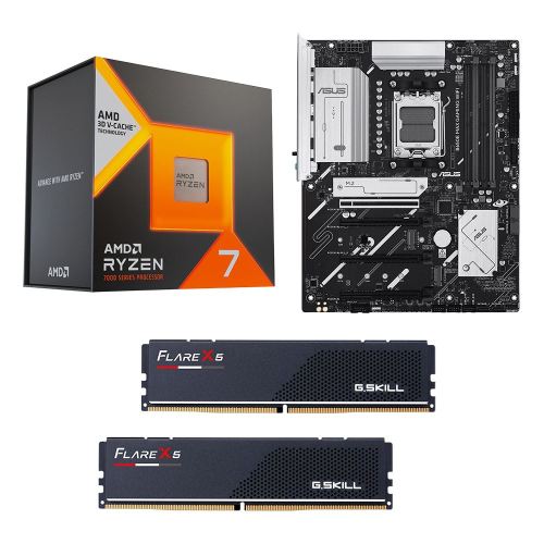 AMD Ryzen 7 7800X3D, ASUS B650E Max Gaming WiFi AM5, G.Skill Flare X5 Series 32GB DDR5-6000 Kit, Computer Build Bundle