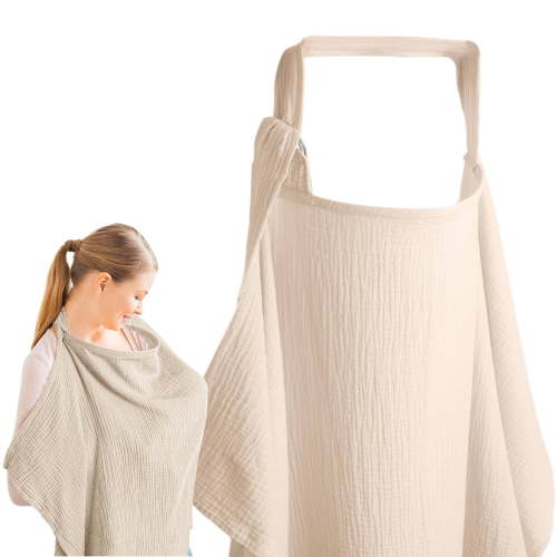 Khaki Muslin Breastfeeding Scarf – Soft,Lightweight,Adjustable Strap,for Moms On The Go