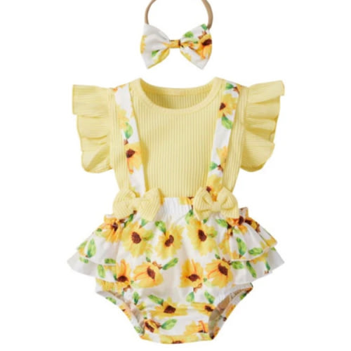 SOPHIE Overall Romper with Headband - Hazel & Bo