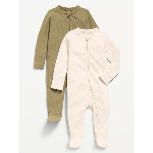 Unisex 2-Way-Zip Sleep & Play Footed One-Piece 2-Pack for Baby