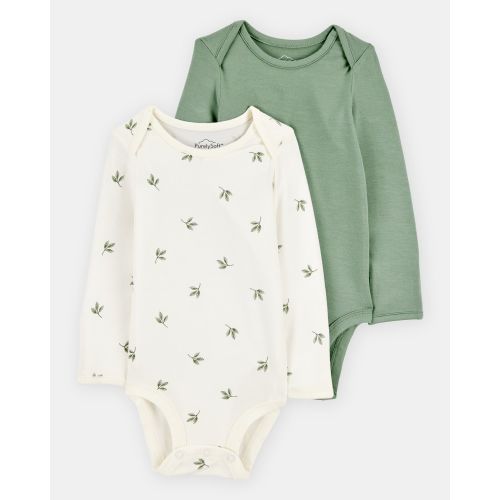 Baby 2-Pack Long-Sleeve PurelySoft Bodysuits - Green/Ivory - Carter's | Carter's