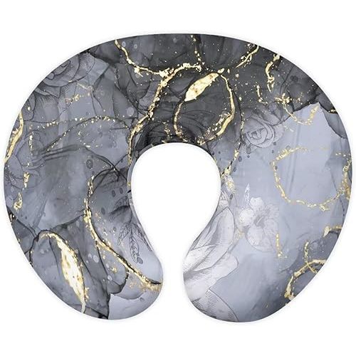 Grey Marble Nursing Pillow Detachable Newborn Original Breastfeeding Slipcover Case Washable Head Support Protector Cushion Essential with Hidden Zipper Propping Baby