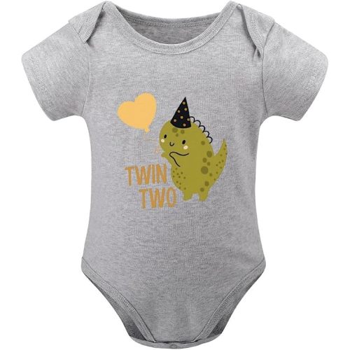 Twin One Dinosaur Baby Clothes Funny Newborn Bodysuits Infant Boys Girls Romper Outfits