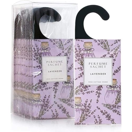 ROSE COTTAGE Large 12 Packs Lavender Hanging Closet Deodorizer Air Freshener Long Lasting Scented Sachets Smell Goods for House